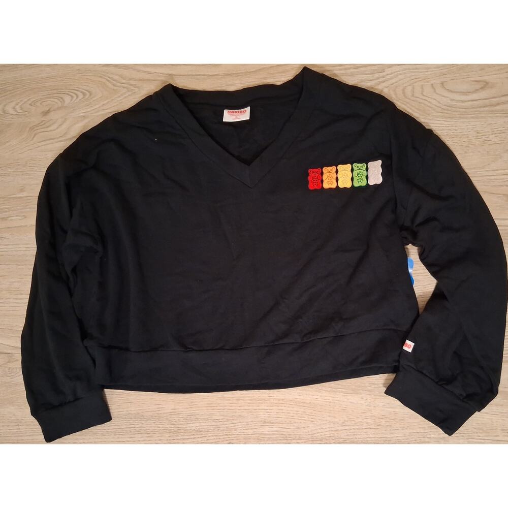 NWT Haribo Women’s Size XL Crew Neck  Cropped Black  Gummy Bears New With Tag